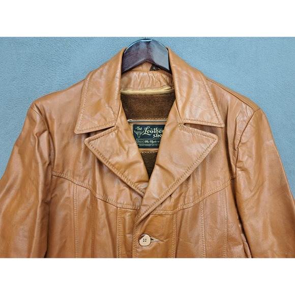 Vintage 1970s Sears The Leather Shop Men's Jacket Brown Zip Out Lining Size 40 - Picture 3 of 11